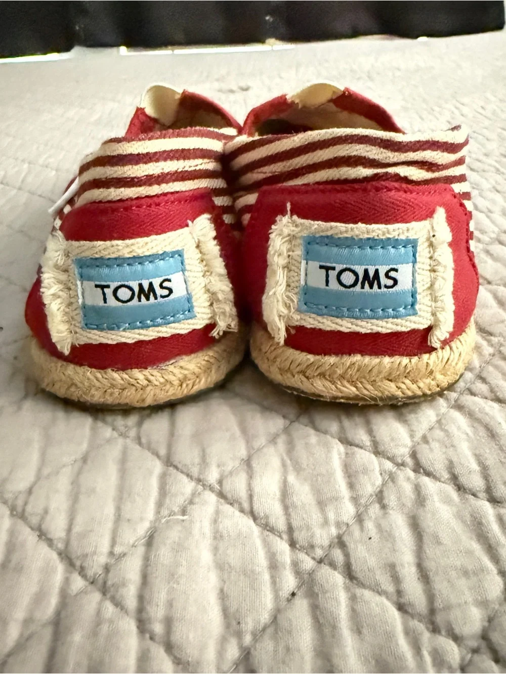 TOMS red and cream espadrilles, Size 6. NWOT.